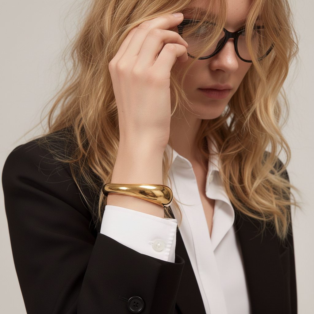 [Gaonasi]Jessa Sculpted Gold Bangle