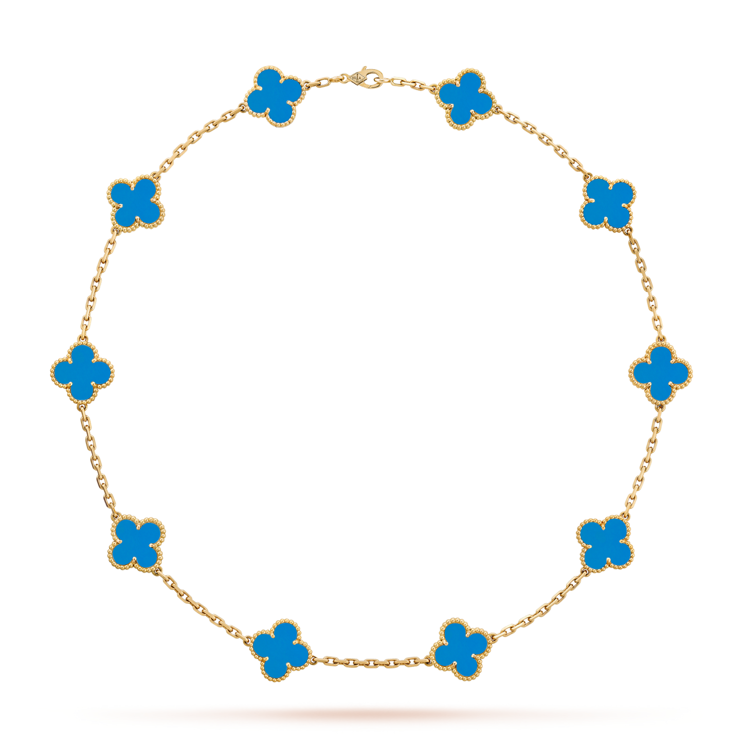 [Gaonasi]CLOVER 10 MOTIFS BLUE AGATE NECKLACE