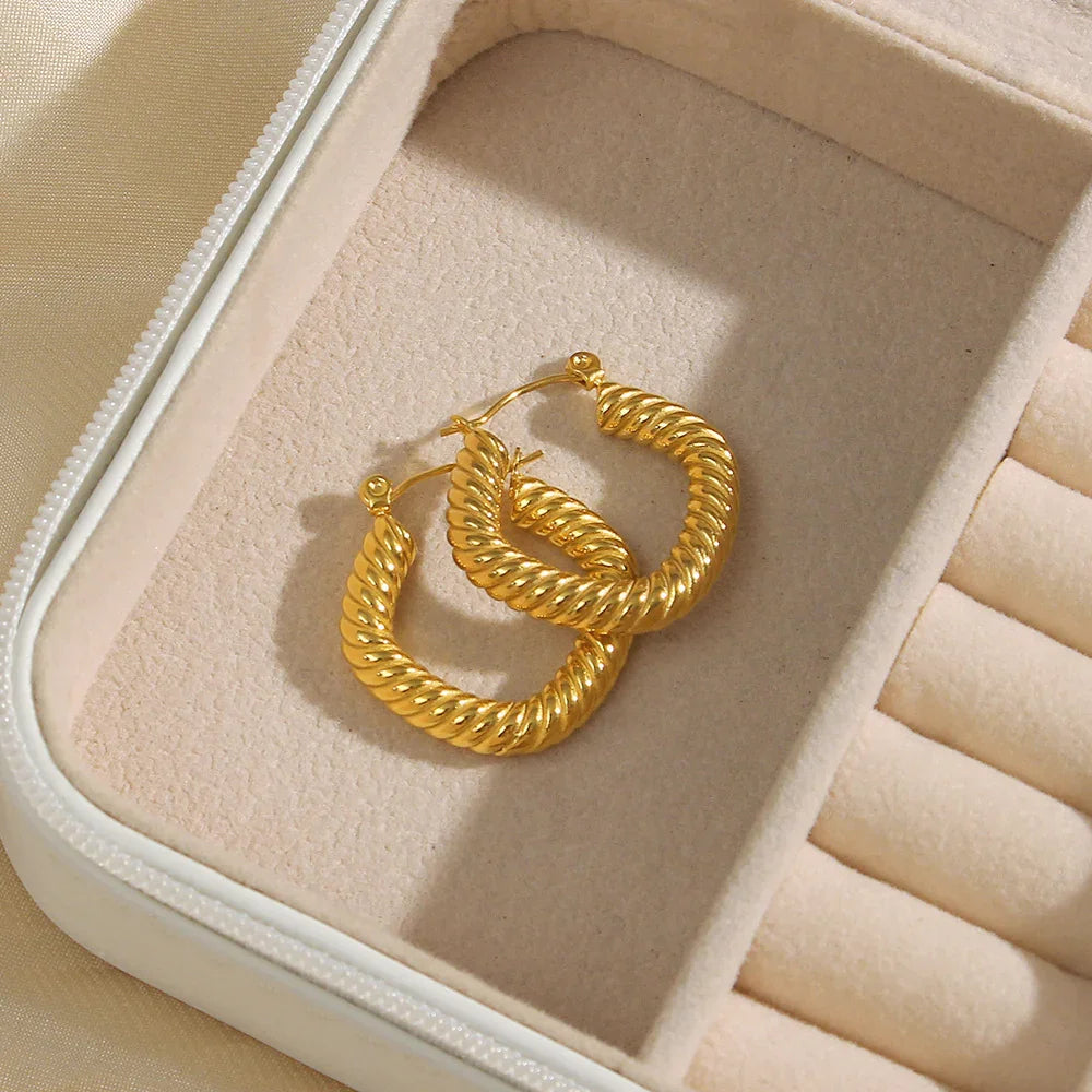 [Gaonasi]Emani Twist Square Earrings