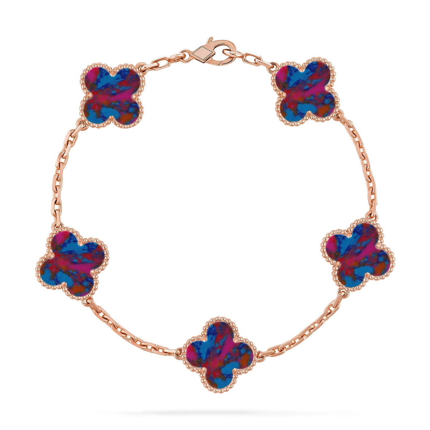 [Gaonasi]CLOVER 5 MOTIF COLOR GEMSTONES BRACELET COLLECTION