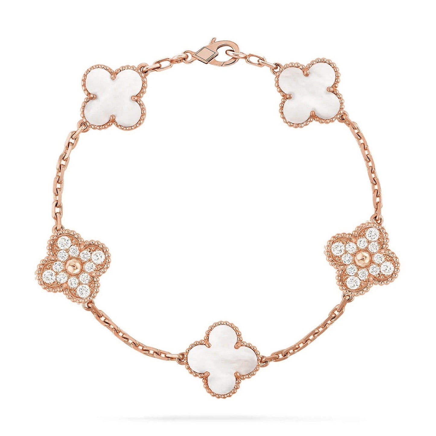 [Gaonasi]CLOVER WHITE PEARL MOP 5 MOTIF BRACELET COLLECTION