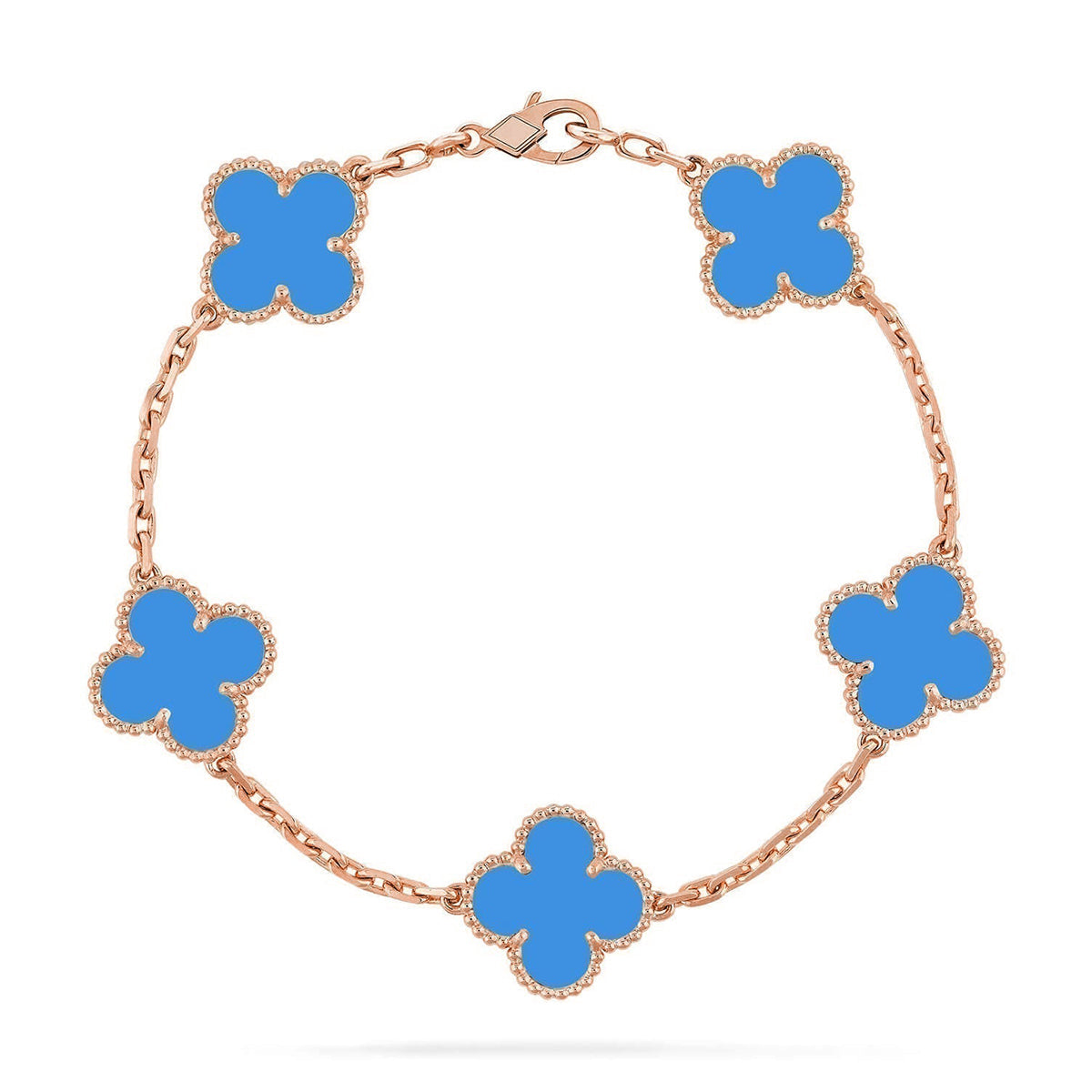 [Gaonasi] CLOVER 5 MOTIF BLUE AGATE BRACELET COLLECTION