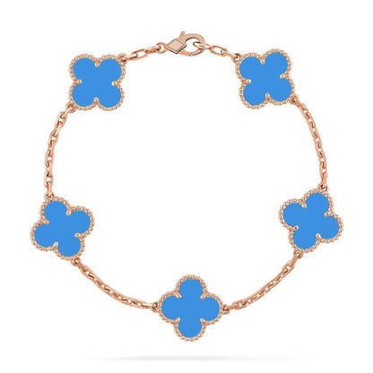 [Gaonasi] CLOVER 5 MOTIF BLUE AGATE BRACELET COLLECTION