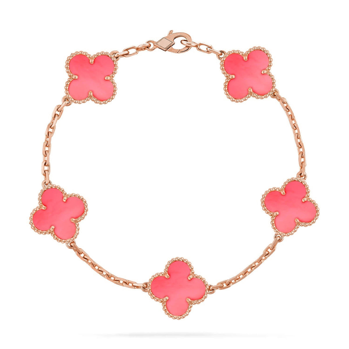[Gaonasi] CLOVER 5 MOTIFS  PINK MOP BRACELET COLLECTION