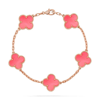 [Gaonasi] CLOVER 5 MOTIFS  PINK MOP BRACELET COLLECTION