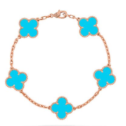 [Gaonasi] CLOVER 5 MOTIF TURQUOISE BRACELET COLLECTION