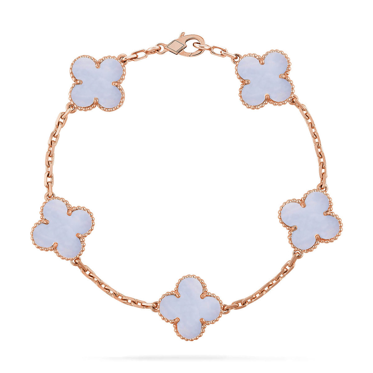 [Gaonasi] CLOVER 5 MOTIF PURPLE CHALCEDONY BRACELET COLLECTION