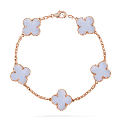 [Gaonasi] CLOVER 5 MOTIF PURPLE CHALCEDONY BRACELET COLLECTION