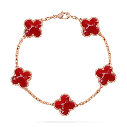 [Gaonasi]CLOVER 5 MOTIF RED PATTERN BRACELET COLLECTION