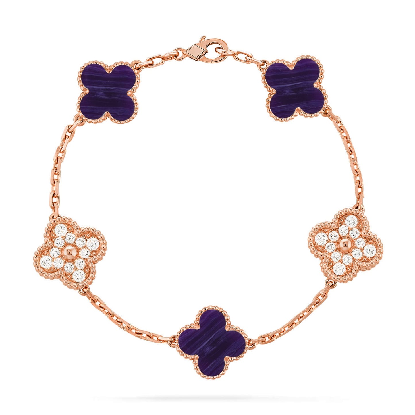 [Gaonasi]CLOVER 5 MOTIF PURPLE STRIPES BRACELET COLLECTION