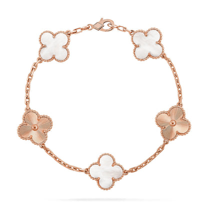 [Gaonasi]CLOVER WHITE PEARL MOP 5 MOTIF BRACELET COLLECTION