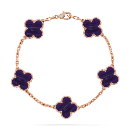 [Gaonasi]CLOVER 5 MOTIF PURPLE STRIPES BRACELET COLLECTION