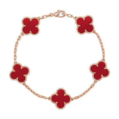 [Gaonasi] CLOVER 5 MOTIF RED CORNELIAN BRACELET COLLECTION