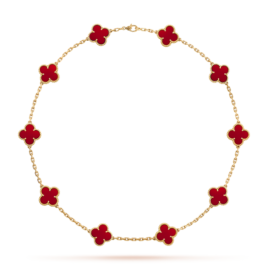 [Gaonasi]CLOVER 10 MOTIFS CARNELIAN NECKLACE