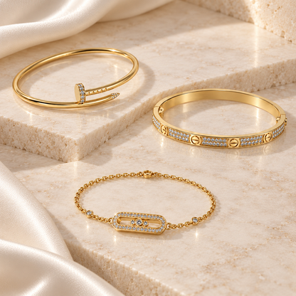 [Cadisa] LOVE & JUSTE Baby Move Diamond Bracelet Stack Set