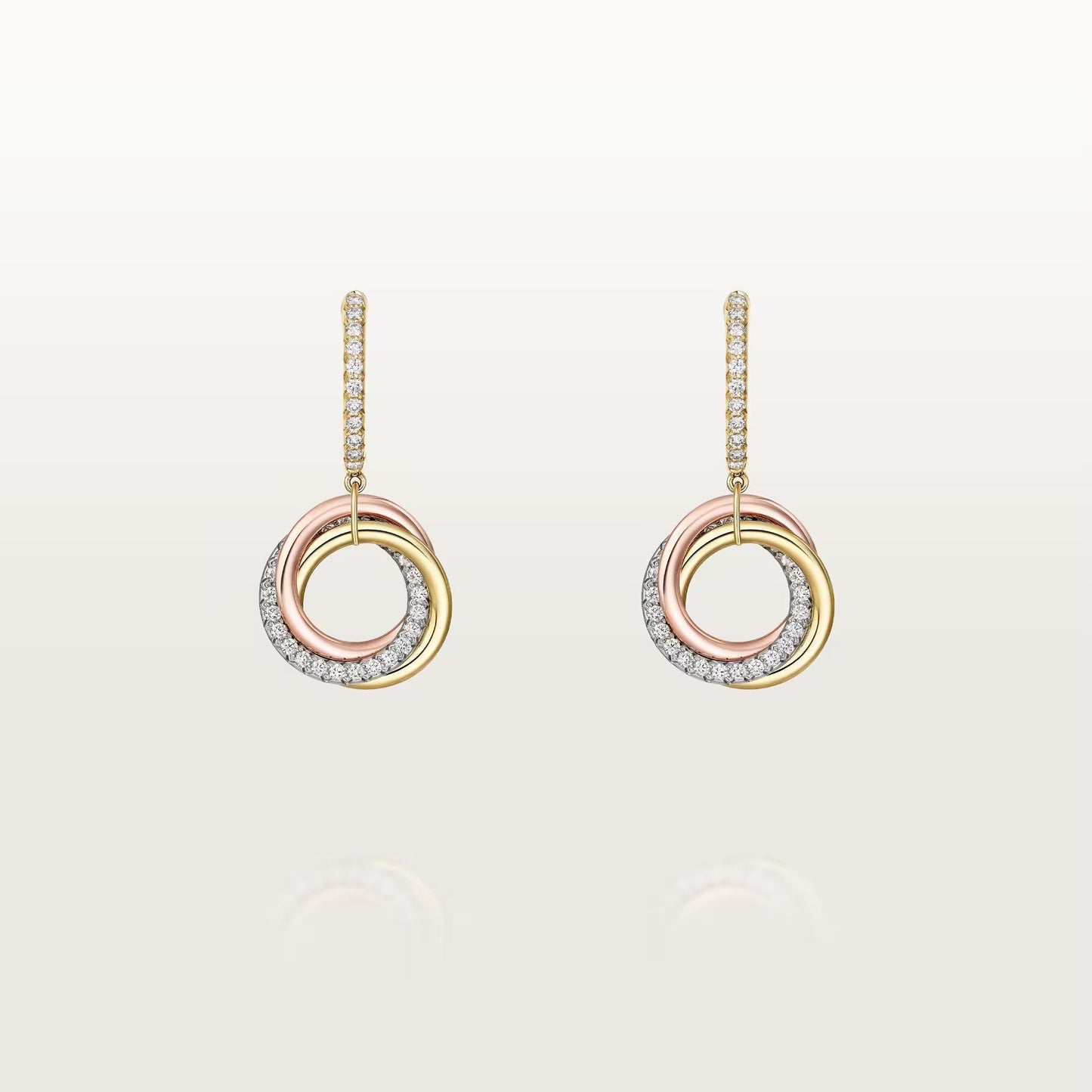 [Gaonasi Jewelry]TRINITY HALF DIAMOND  EARRINGS