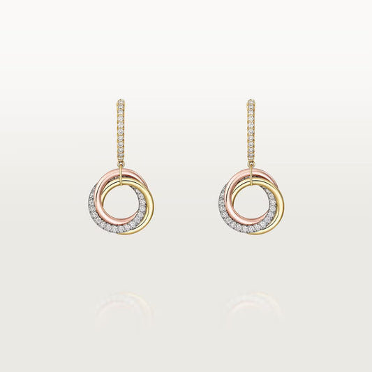[Gaonasi Jewelry]TRINITY HALF DIAMOND  EARRINGS