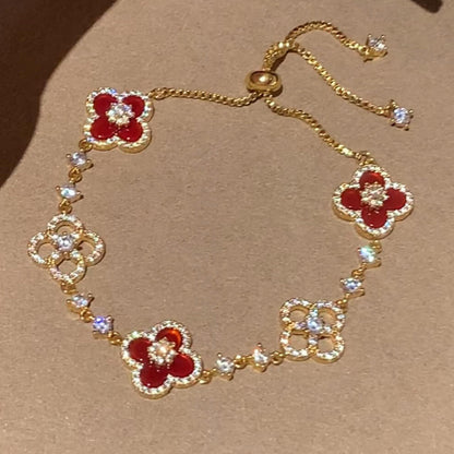 [Gaonasi]CLOVER 5 MOTIF PINK BLUE RED WHITE BRACELET