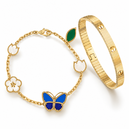 [Cadisa] Lucky Spring Butterfly 5-Motif & LOVE Unlimited Bracelet Stack Set