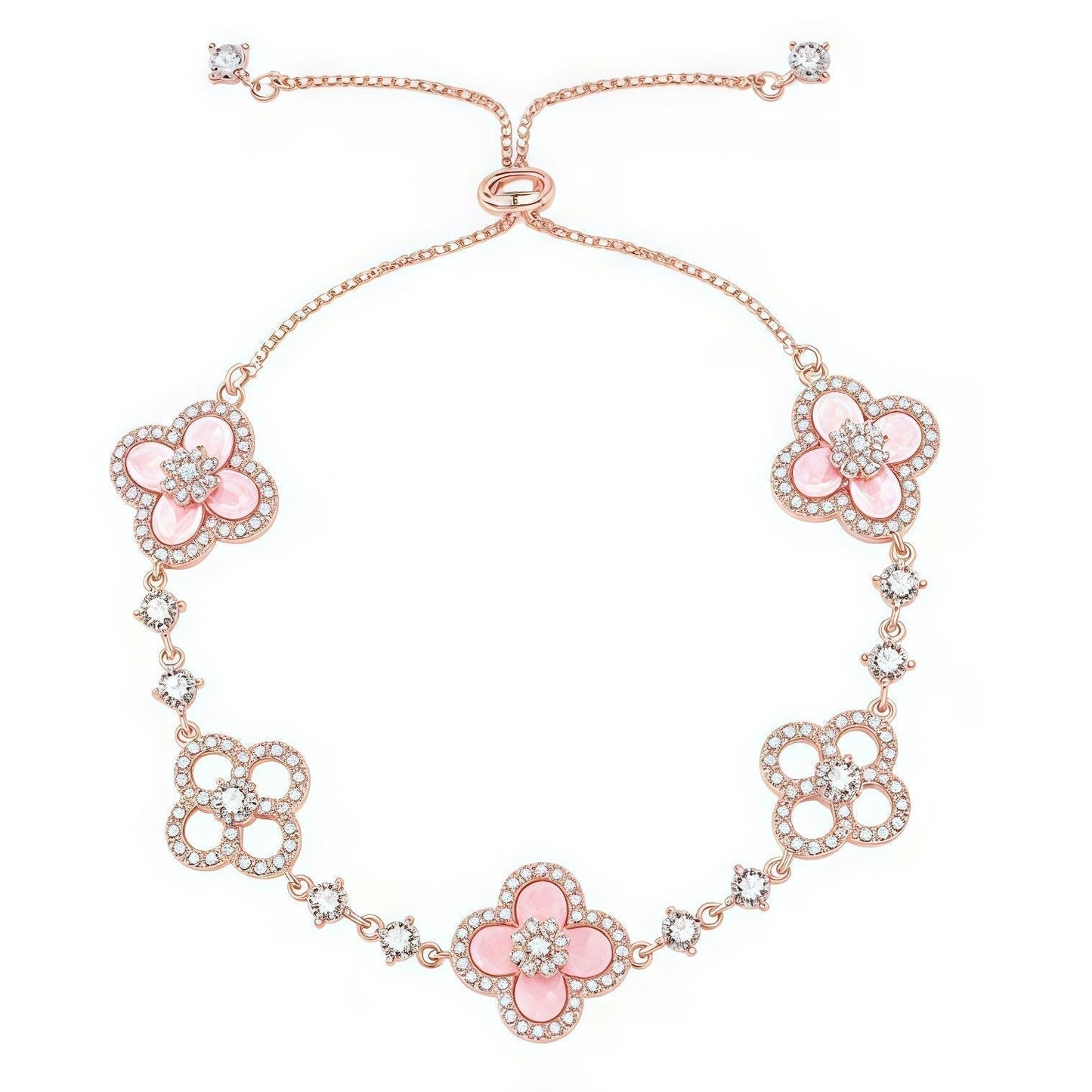 [Gaonasi]CLOVER 5 MOTIF PINK BLUE RED WHITE BRACELET