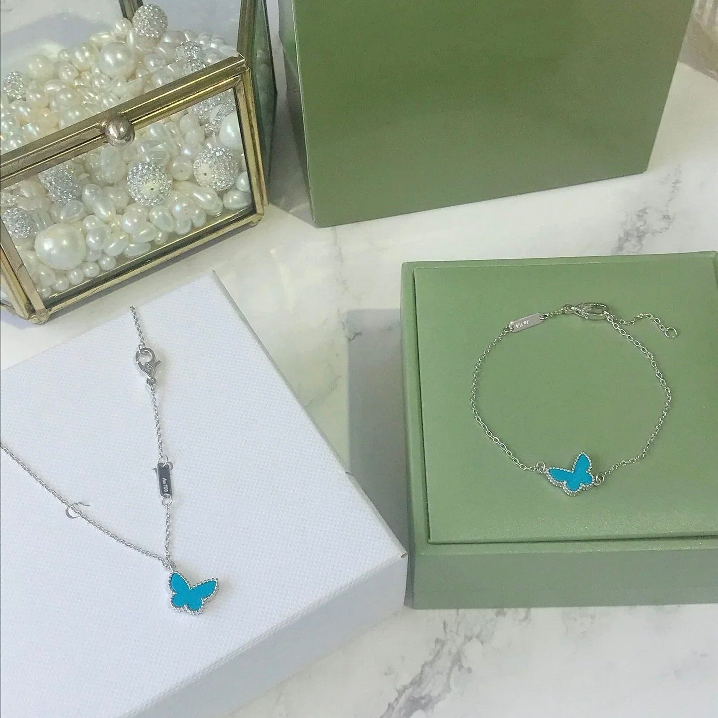 [Gaonasi]BUTTERFLY TURQUOISE BUTTERFLY BRACELET SILVER