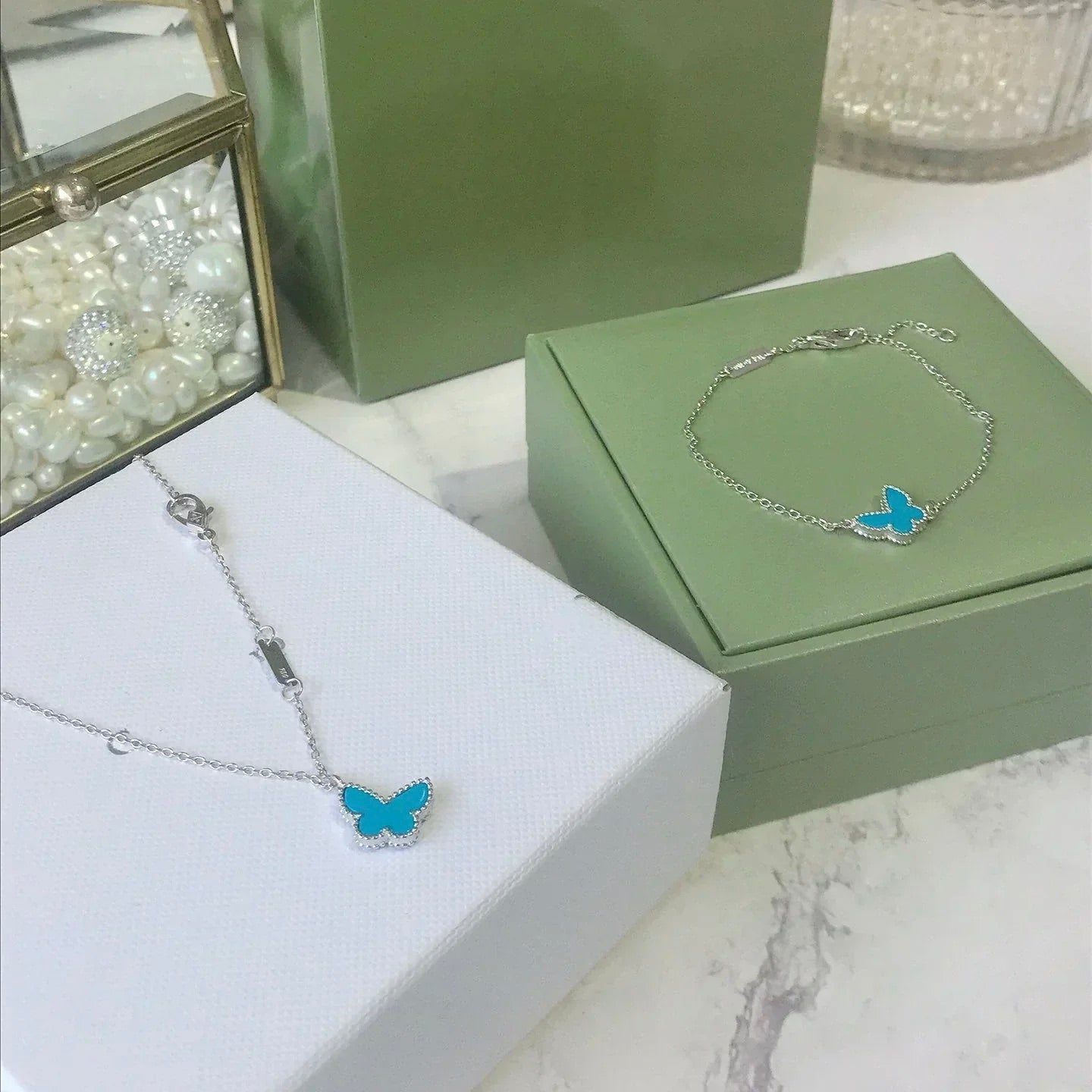 [Gaonasi]BUTTERFLY TURQUOISE BUTTERFLY BRACELET SILVER