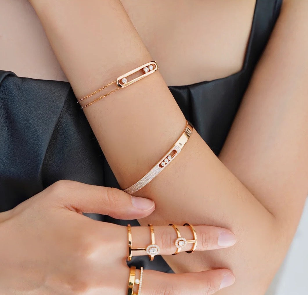 [Cadisa]Move Noa Rose Gold Pavé Diamond Bangle Bracelet