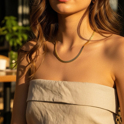 [Gaonasi]Elysian Gold Herringbone Necklace