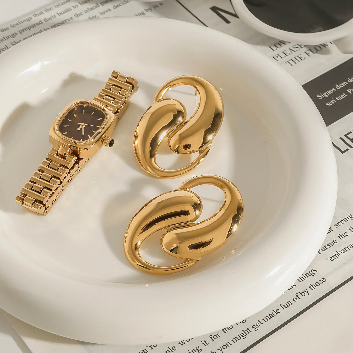 [Gaonasi]Dansley Water Drop Gold Earrings