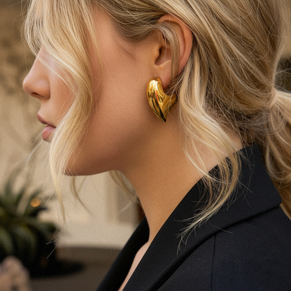 [Gaonasi]Aimee Chunky Heart Gold Earrings
