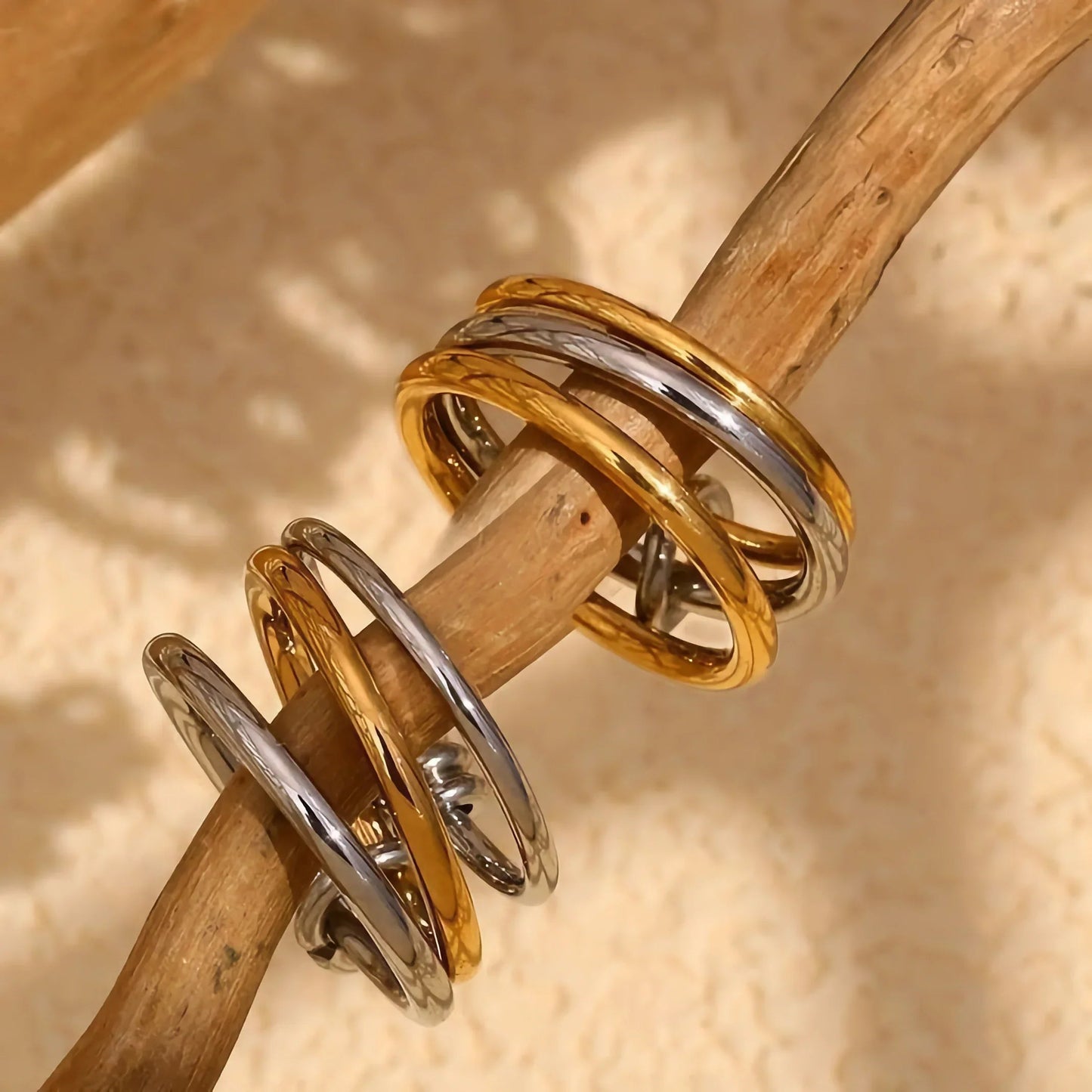 [Gaonasi]Jessica Two-Tone Ring Stack