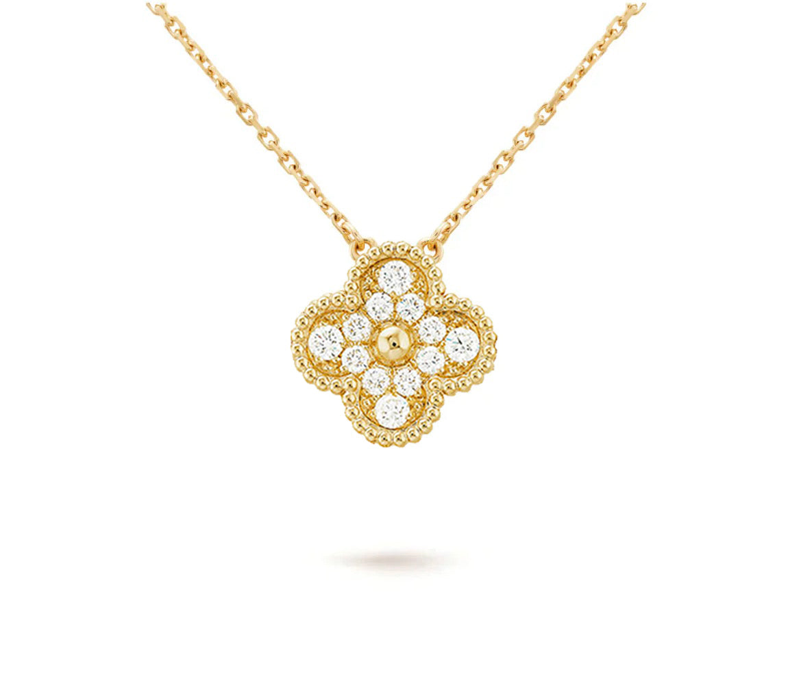 [Gaonasi]CLOVER 15MM DIAMOND SINGLE FLOWER NECKLACE COLLECTION