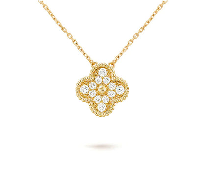[Gaonasi]CLOVER 15MM DIAMOND SINGLE FLOWER NECKLACE COLLECTION