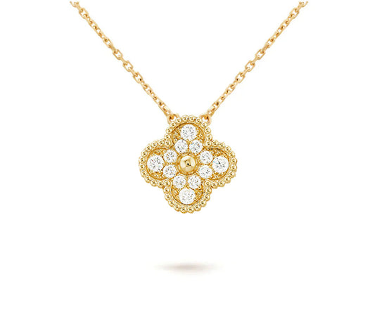 [Gaonasi]CLOVER 15MM DIAMOND SINGLE FLOWER NECKLACE COLLECTION
