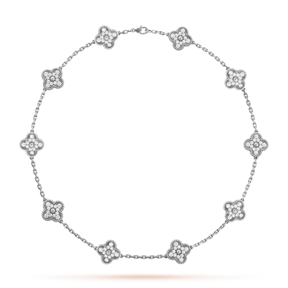 [Gaonasi]CLOVER 10 MOTIFS DIAMOND NECKLACE