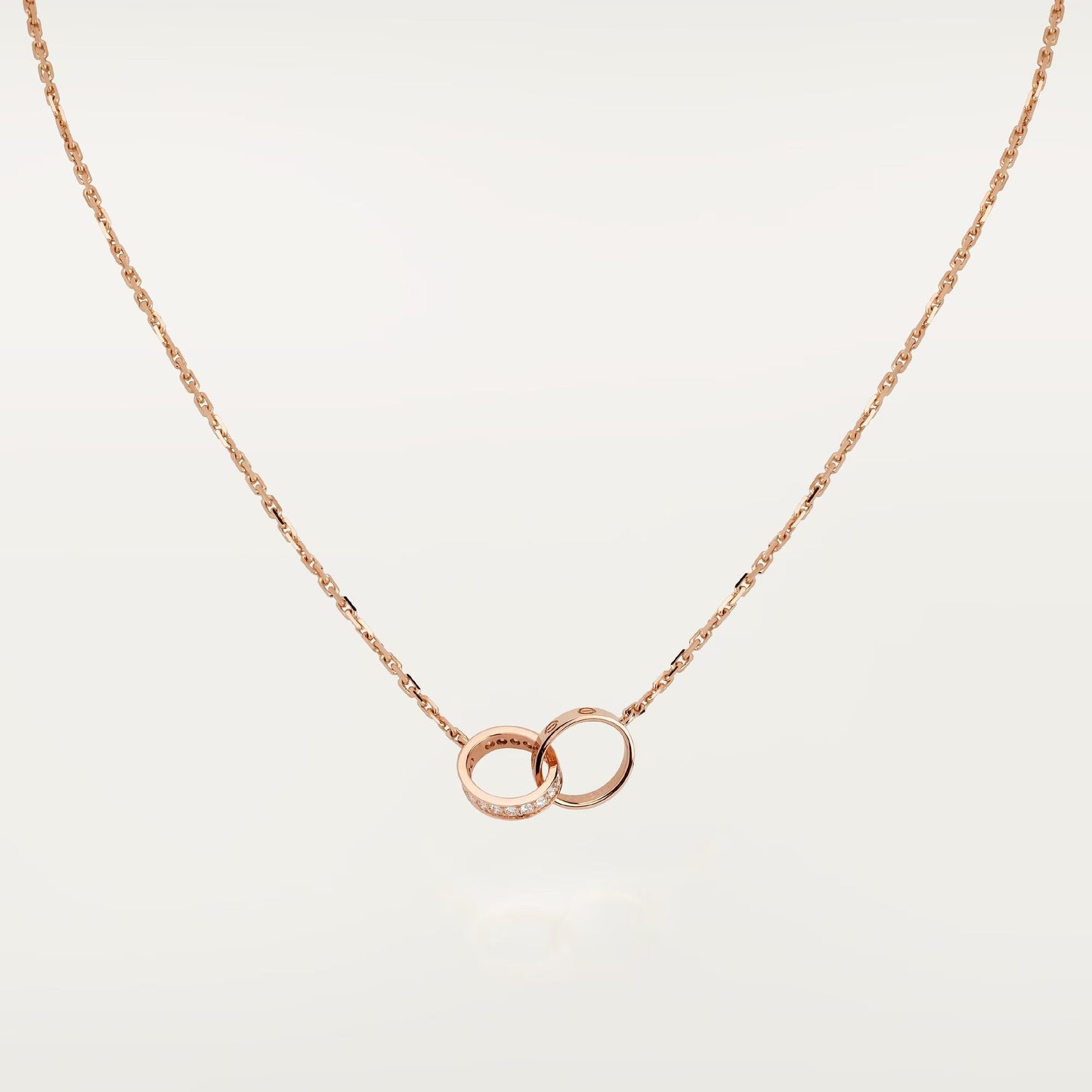 [Gaonasi Jewelry]LOVE DOUBLE RING HALF DIAMOND NECKLACE