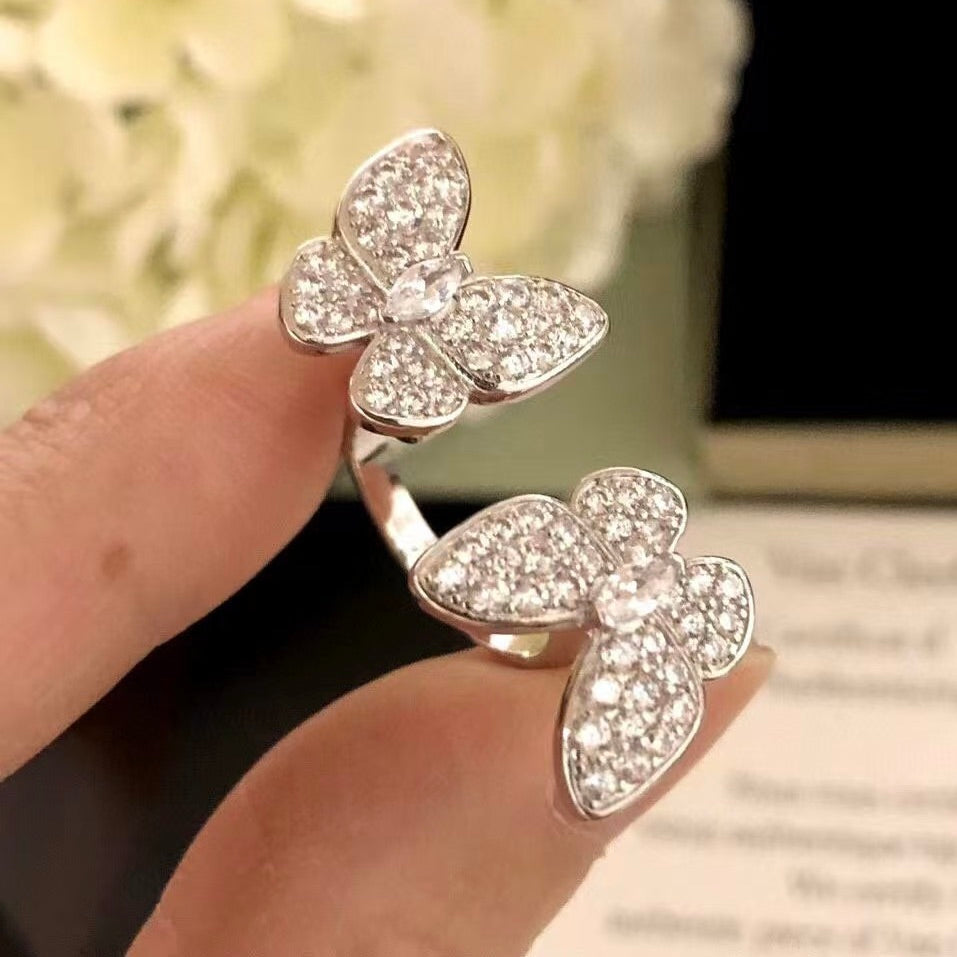 [Gaonasi]TWIN SILVER BUTTERFLY DIAMOND RING