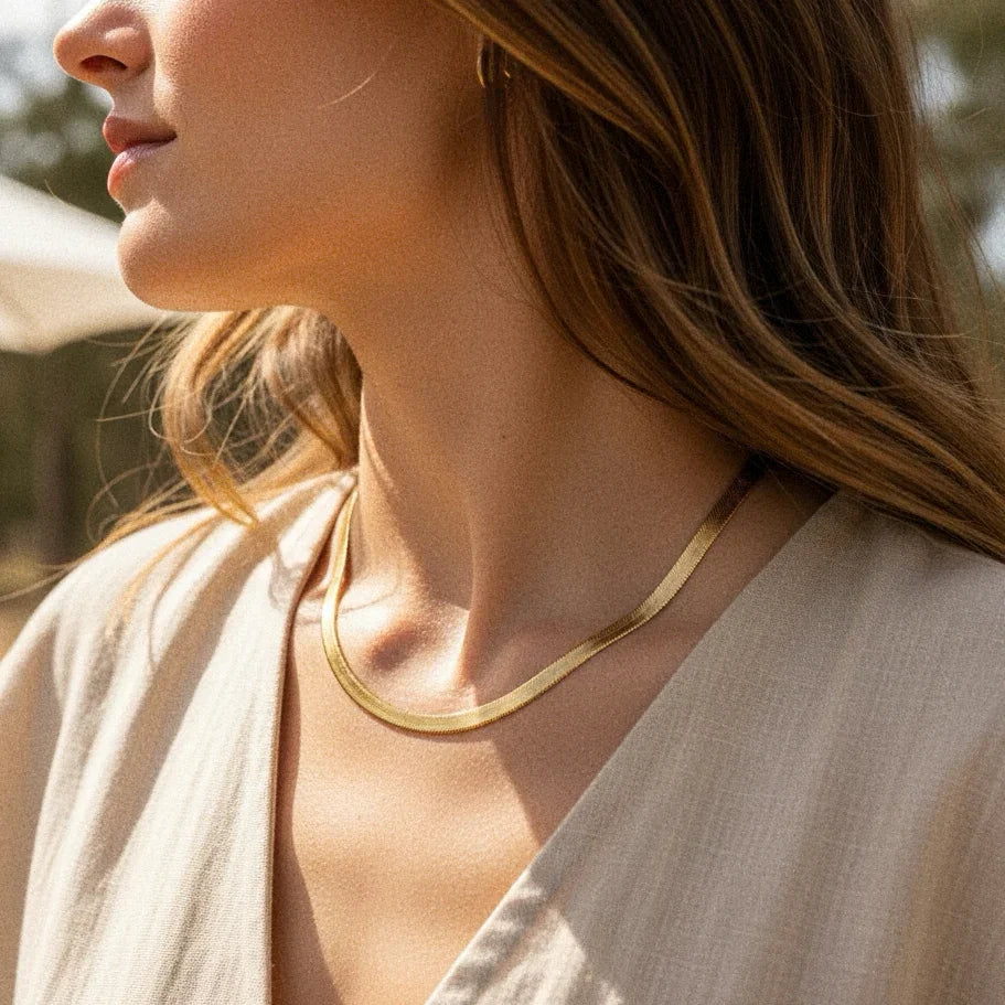 [Gaonasi]Elysian Gold Herringbone Necklace