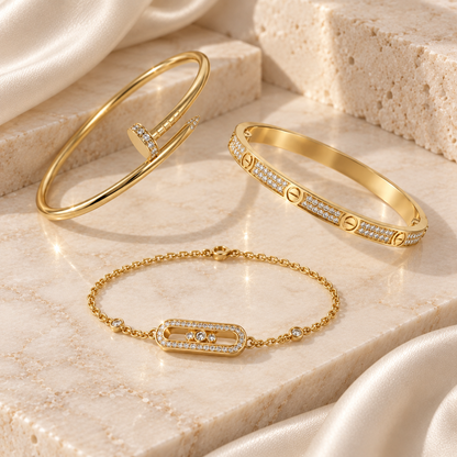 [Cadisa] LOVE & JUSTE Baby Move Diamond Bracelet Stack Set