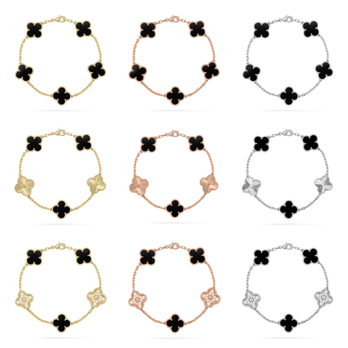 [Gaonasi] CLOVER 5 MOTIF PULSAR STONE BRACELET COLLECTION