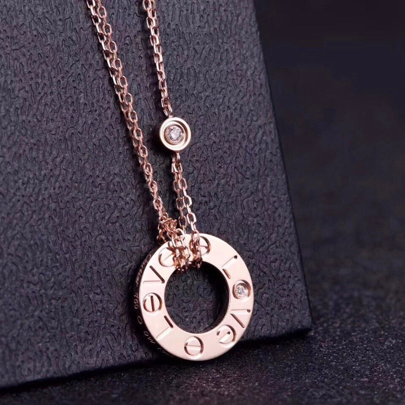 [Gaonasi Jewelry]LOVE NECKLACE 16MM 2 DIAMONDS