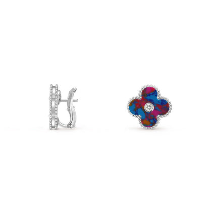 [Gaonasi]CLOVER SILVER 15MM MOP DIAMOND EARRINGS COLLECTION