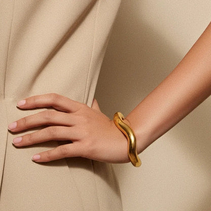 [Gaonasi]Zaria Asymmetrical Gold Bangle