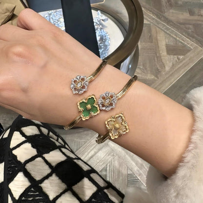 [Cadisa JEWELRY] OPERA TULLE  GOLD BRACELET WITH ENAMEL BACKGROUND