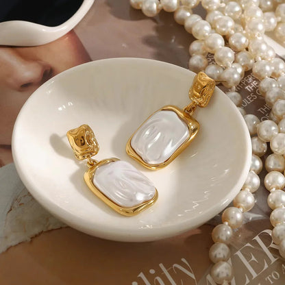 [Gaonasi]Brittany Freshwater Pearl Slate Earrings