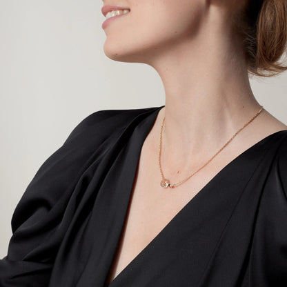[Gaonasi Jewelry]LOVE DOUBLE RING HALF DIAMOND NECKLACE