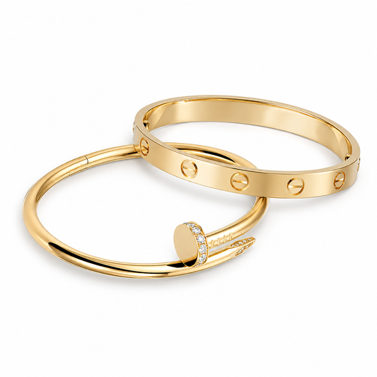 [Cadisa] LOVE Classic & JUSTE Diamond Bracelet Stack Set