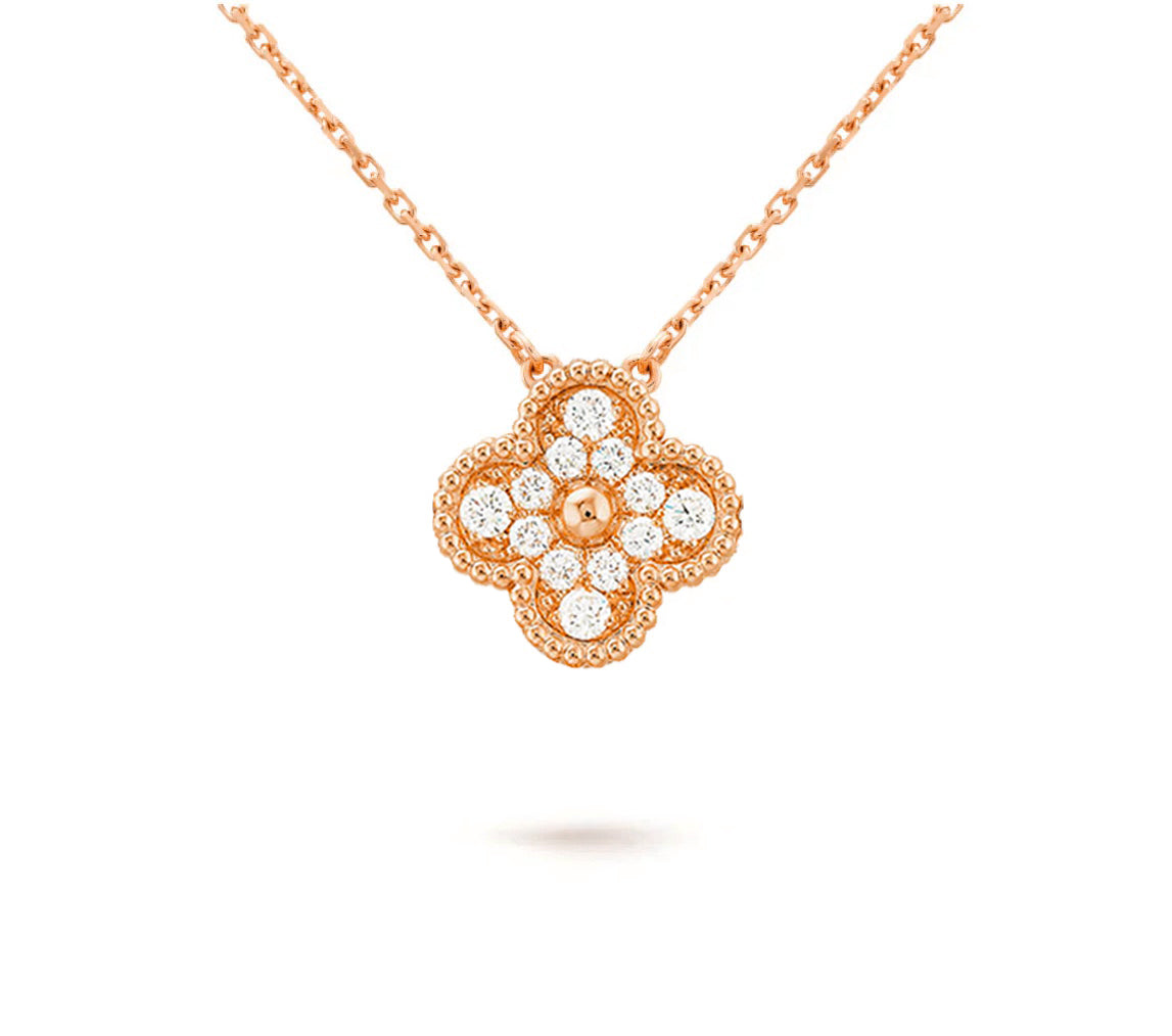 [Gaonasi]CLOVER 15MM DIAMOND SINGLE FLOWER NECKLACE COLLECTION