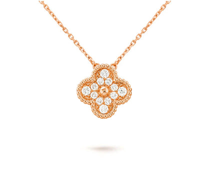 [Gaonasi]CLOVER 15MM DIAMOND SINGLE FLOWER NECKLACE COLLECTION
