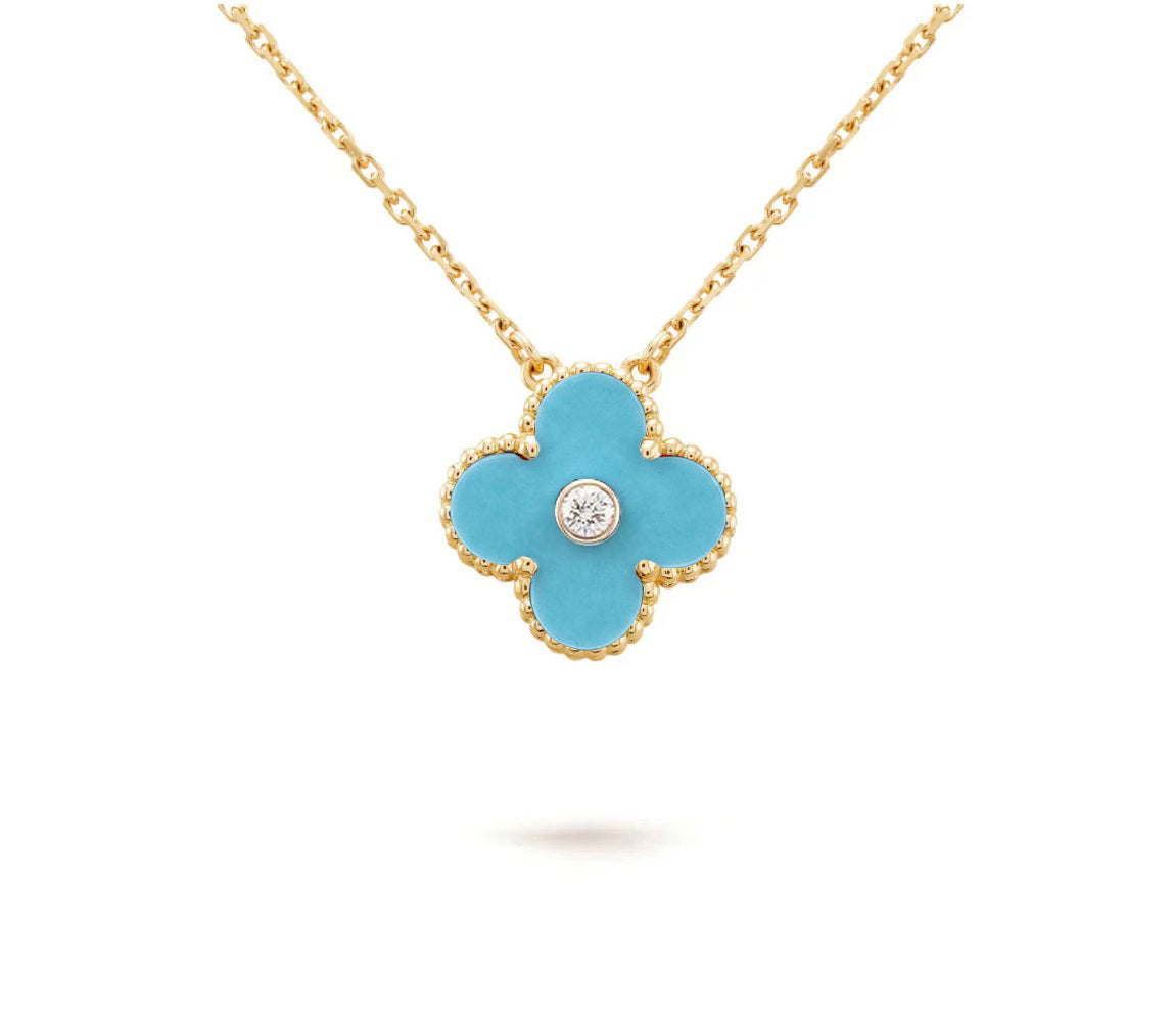 [Gaonasi]CLOVER 15MM DIAMOND SINGLE FLOWER NECKLACE COLLECTION